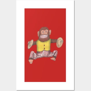 Monkey, Clapping Monkey, Retro Toy. Posters and Art